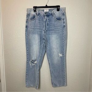 Twelve by On Twelfth High Rise Light Blue Distressed Cropped Jeans Size 31